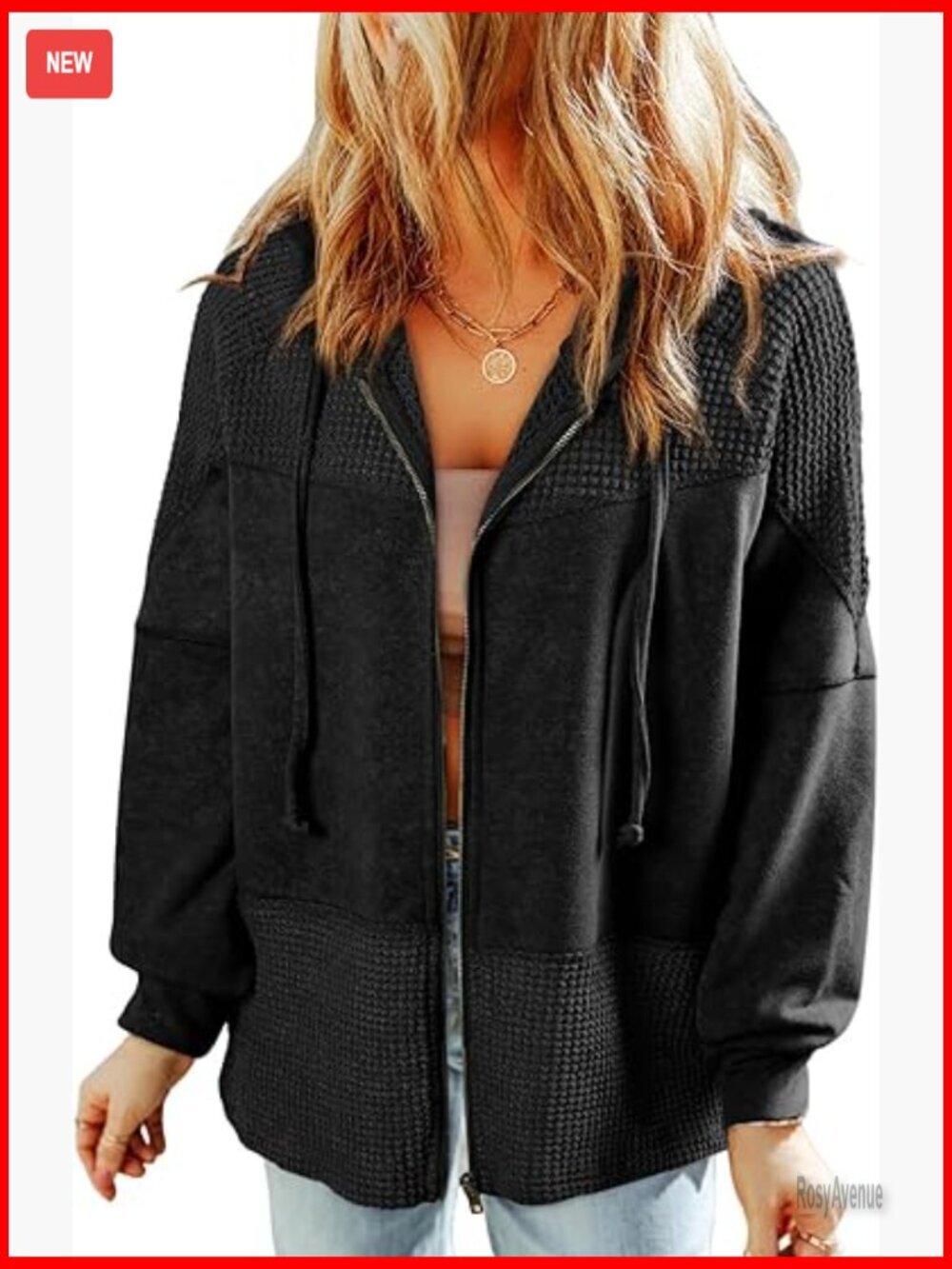 Waffle Knit Zip Up Hoodie Lightweight Jacket Fall Outfits